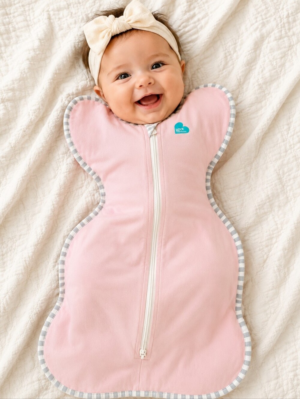 NWOT Love to Dream Organic Swaddle Baby Sleep Sack, Pink, Grey & White, 8-13 LBS